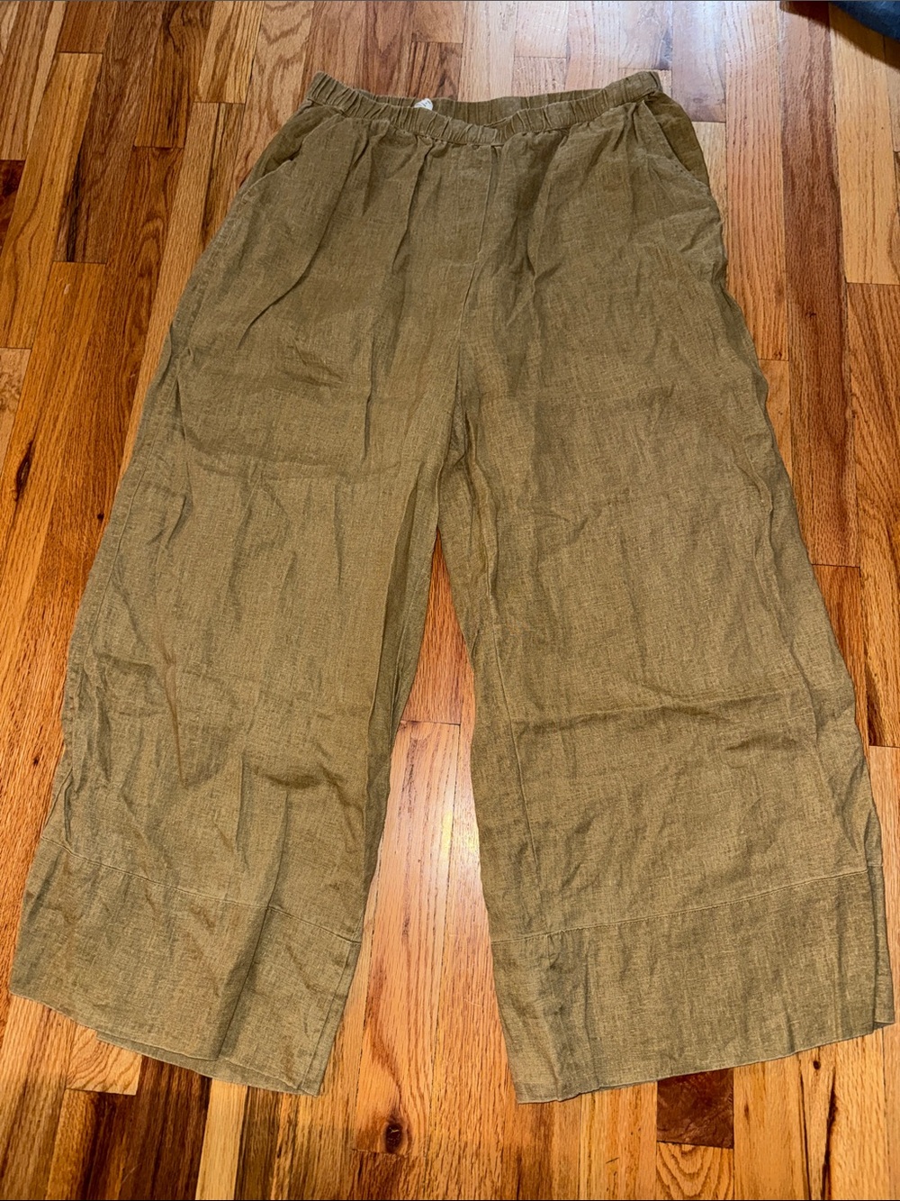 Oysho linen wide leg pants bottoms